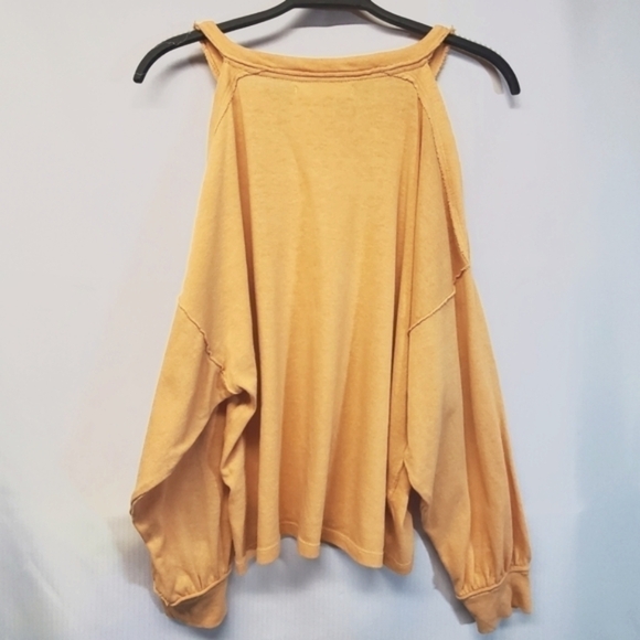 Nwot Free People Chill Out Cold Shoulder Long Sleeve Tee In Creamsicle - Picture 6 of 11